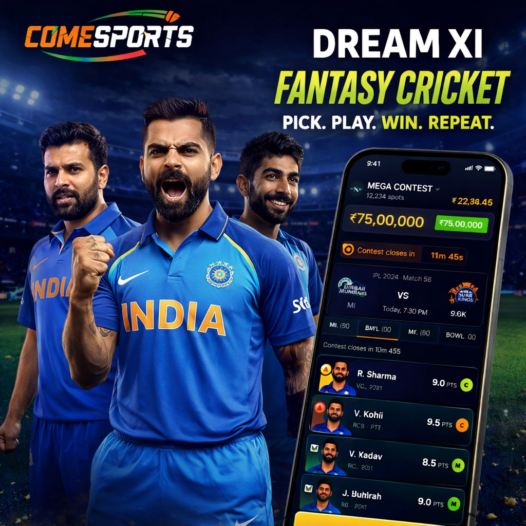Come 365 11 fantasy cricket and India team visual
